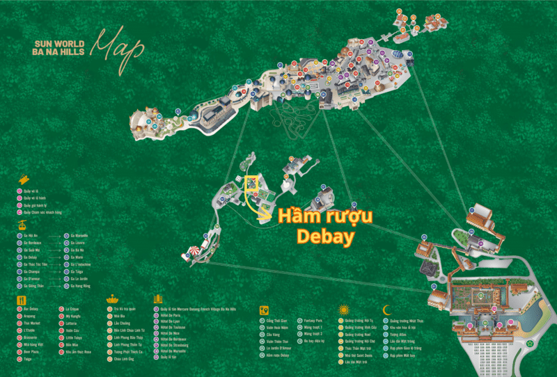 Vị trí của Hầm rượu Debay trên bản đồ Sun World Ba Na Hills