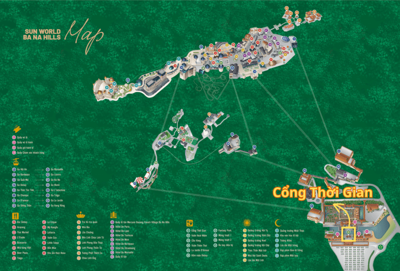 Vị trí của Cổng Thời Gian trên bản đồ Sun World Ba Na Hills