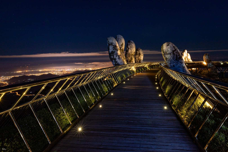 Golden Bridge At Night