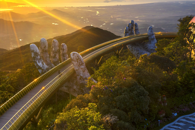 Golden Bridge Seen In The Sunshine