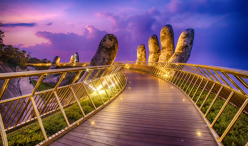 Golden Bridge Stands Out In The Lights